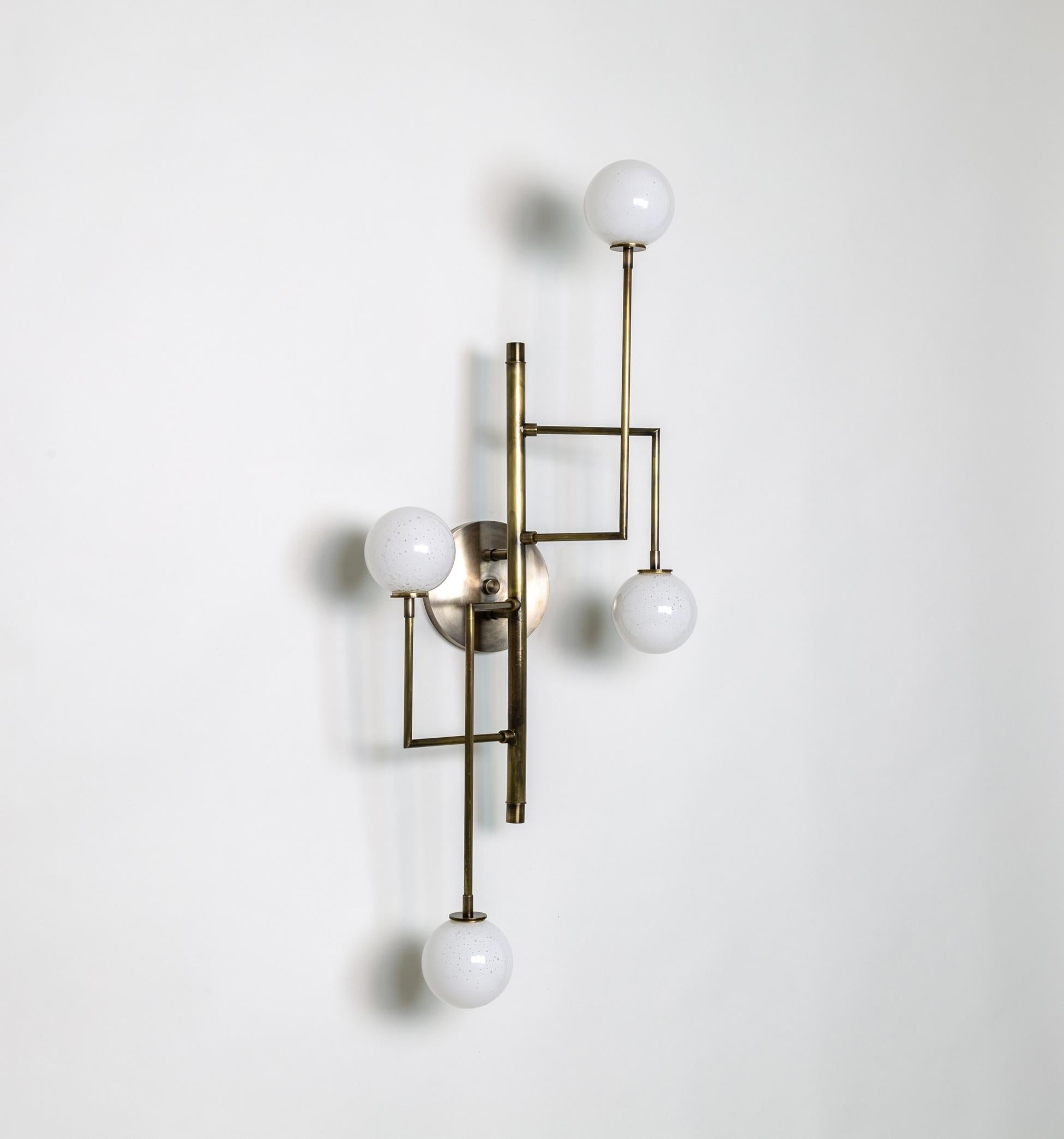 Halo Sconce 4, Brass, Hand Blown Glass Contemporary Wall Sconce, Kalin Asenov In New Condition For Sale In Savannah, GA