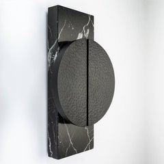 HALO SCONCE - Modern Hand-Forged Sconce on a Nero Marquina Marble Back Plate