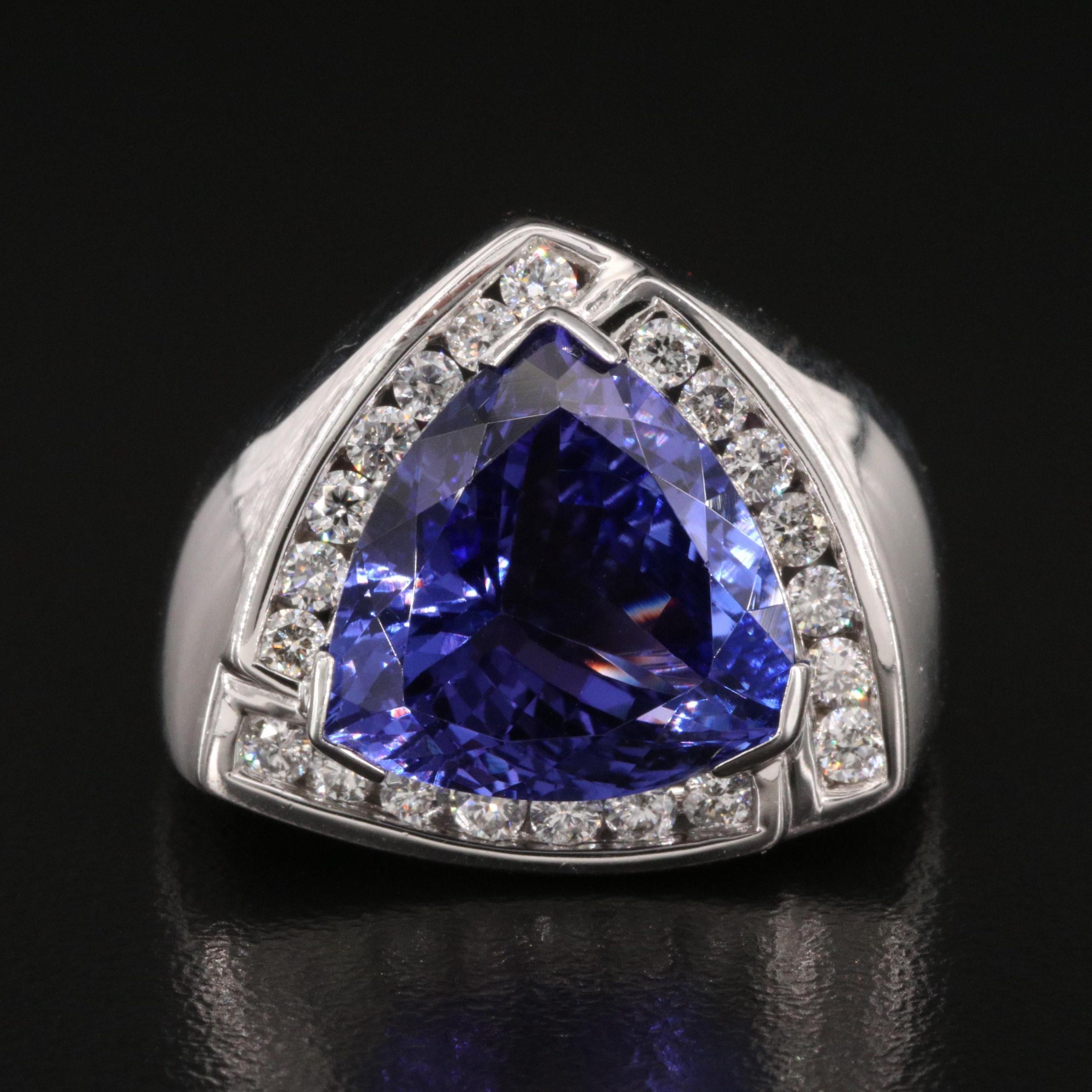 For Sale:  5 Carat Halo Trillion Cut Tanzanite Fashion Ring White Gold Cocktail Ring Band 5