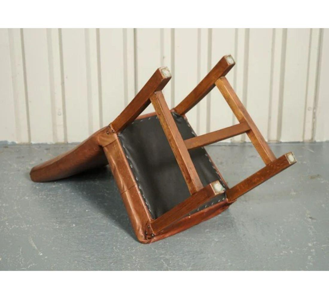 Halo Soho of 6 Vintage Oak Brown Leather Dining Chairs 1