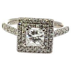 Halo Solitaire Diamond Engagement Ring – Platinum, 0.66ct F/VS1 Diamond