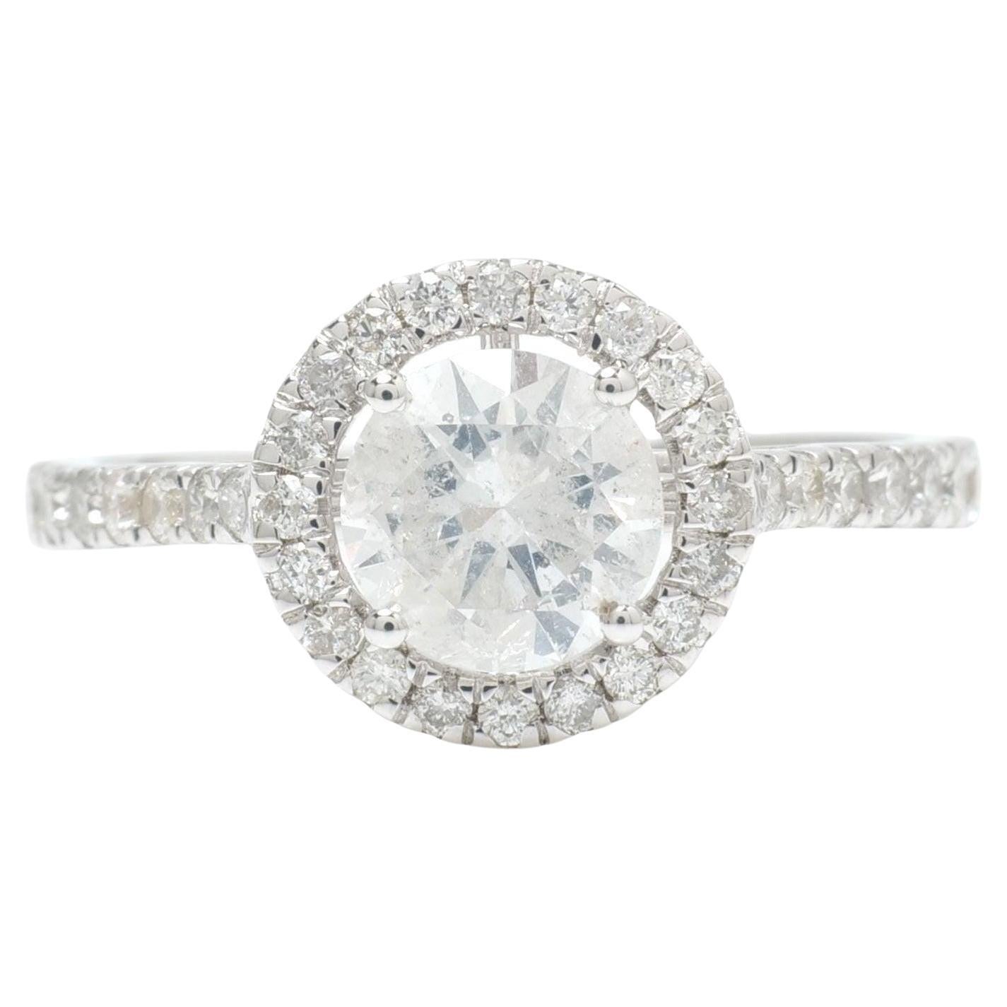 Halo Solitaire Diamond Pave Band in 14K Solid Gold (Certified)- Ready to Ship