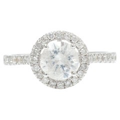 Halo Solitaire Diamond Pave Band in 14K Solid Gold (Certified)- Ready to Ship