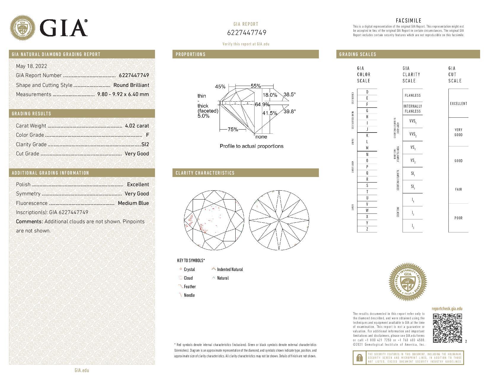 Halo Split Shank Ring with F/SI2 GIA Round Diamond Center. D4.60ct.t.w. In New Condition For Sale In Los Angeles, CA