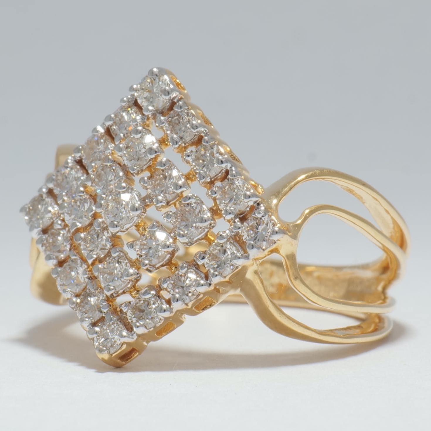 Art déco Bague de mariage en or massif 14K avec diamant naturel de forme carrée Halo (certifié) en vente