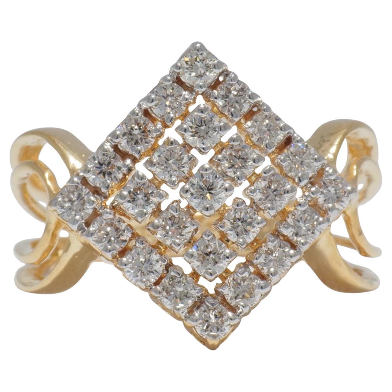 Anello nuziale con diamante naturale quadrato Halo in oro massiccio 14K (certificato)