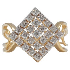 Anello nuziale con diamante naturale quadrato Halo in oro massiccio 14K (certificato)