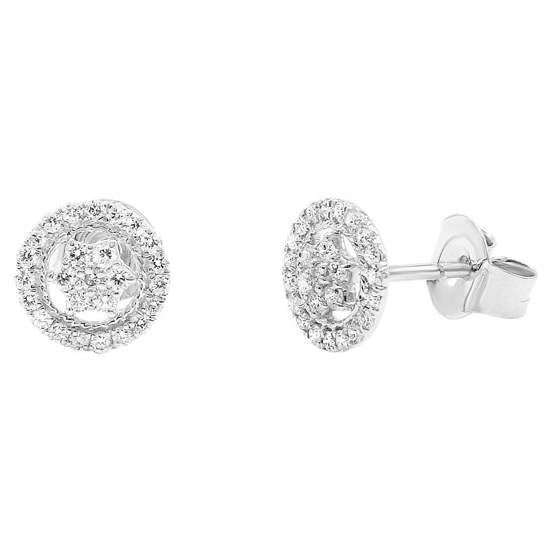 Halo Star Diamond Earrings 14K White, Yellow, and Rose Gold