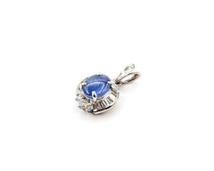 Halo Star Sapphire & Diamond Pendant in Platinum