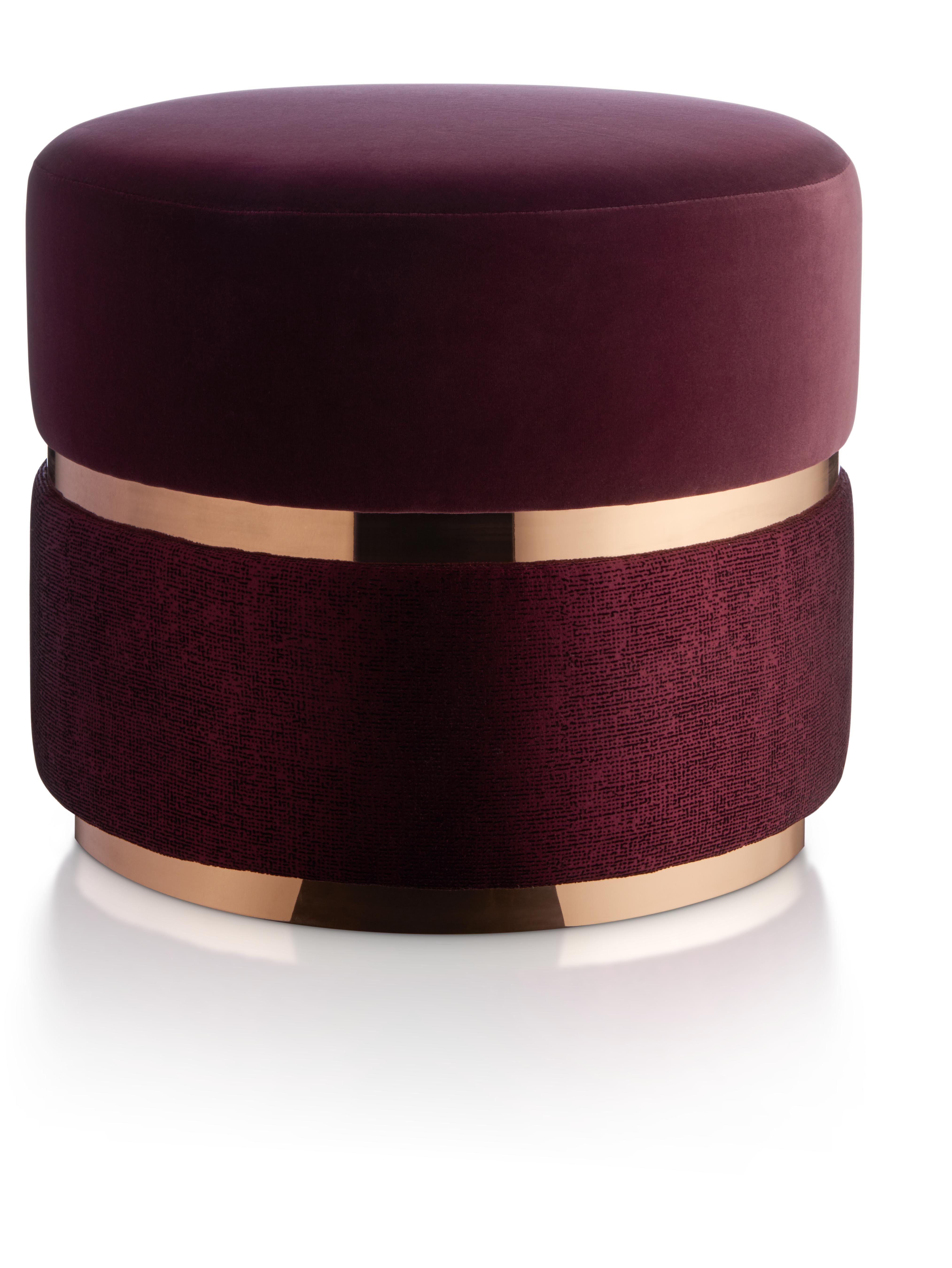 Halo Stool, Contemporary round stool with metal detailing  In New Condition For Sale In London, GB