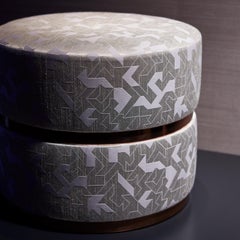 Halo Stool, Contemporary round stool with metal detailing