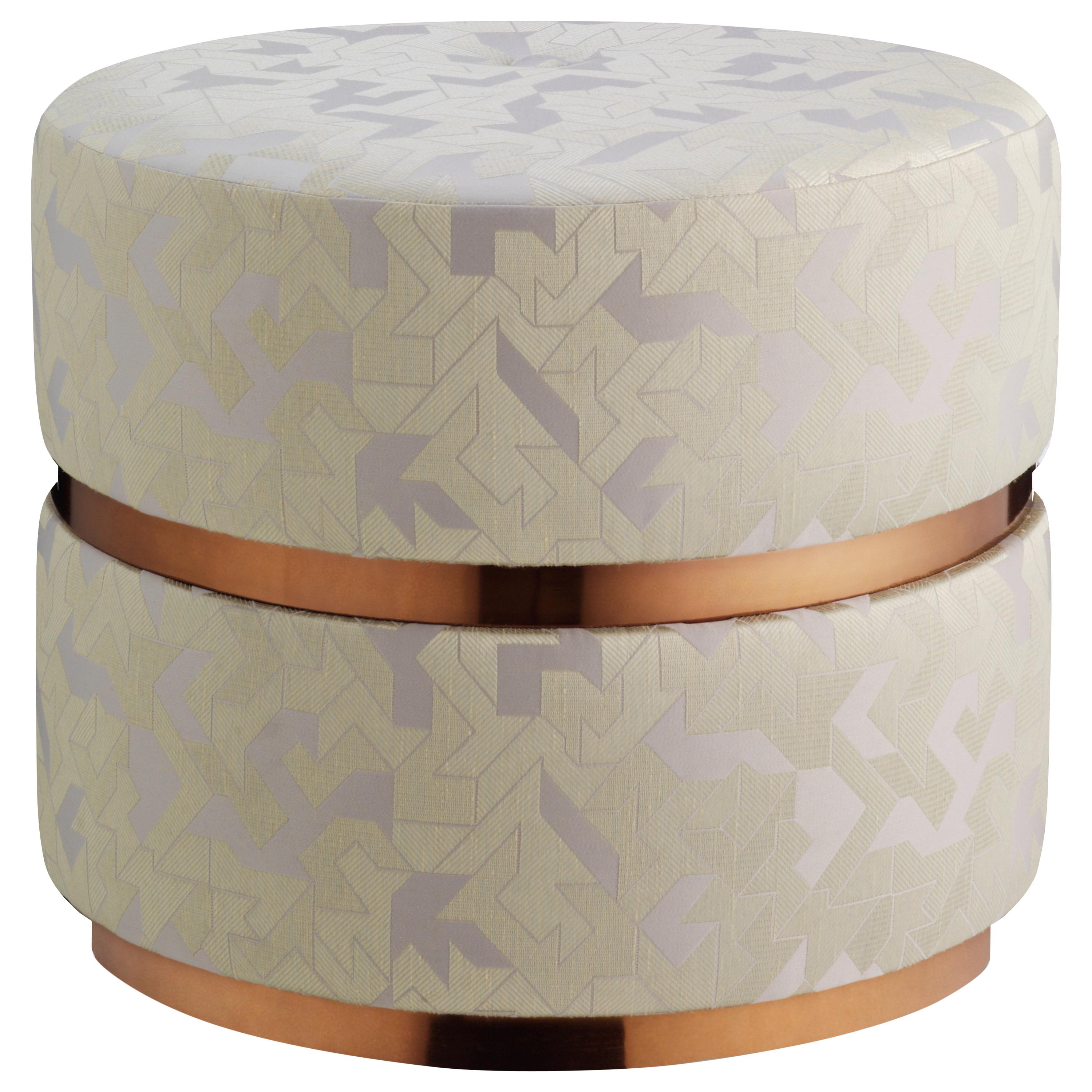 Halo Stool, Contemporary round stool with metal detailing  For Sale