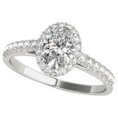 Halo Style Diamond Accented Oval Cut Diamond GIA Certified Engagement Ring