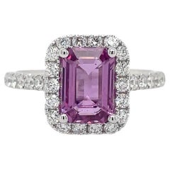 Halo Style Pink Sapphire & Diamond Ring