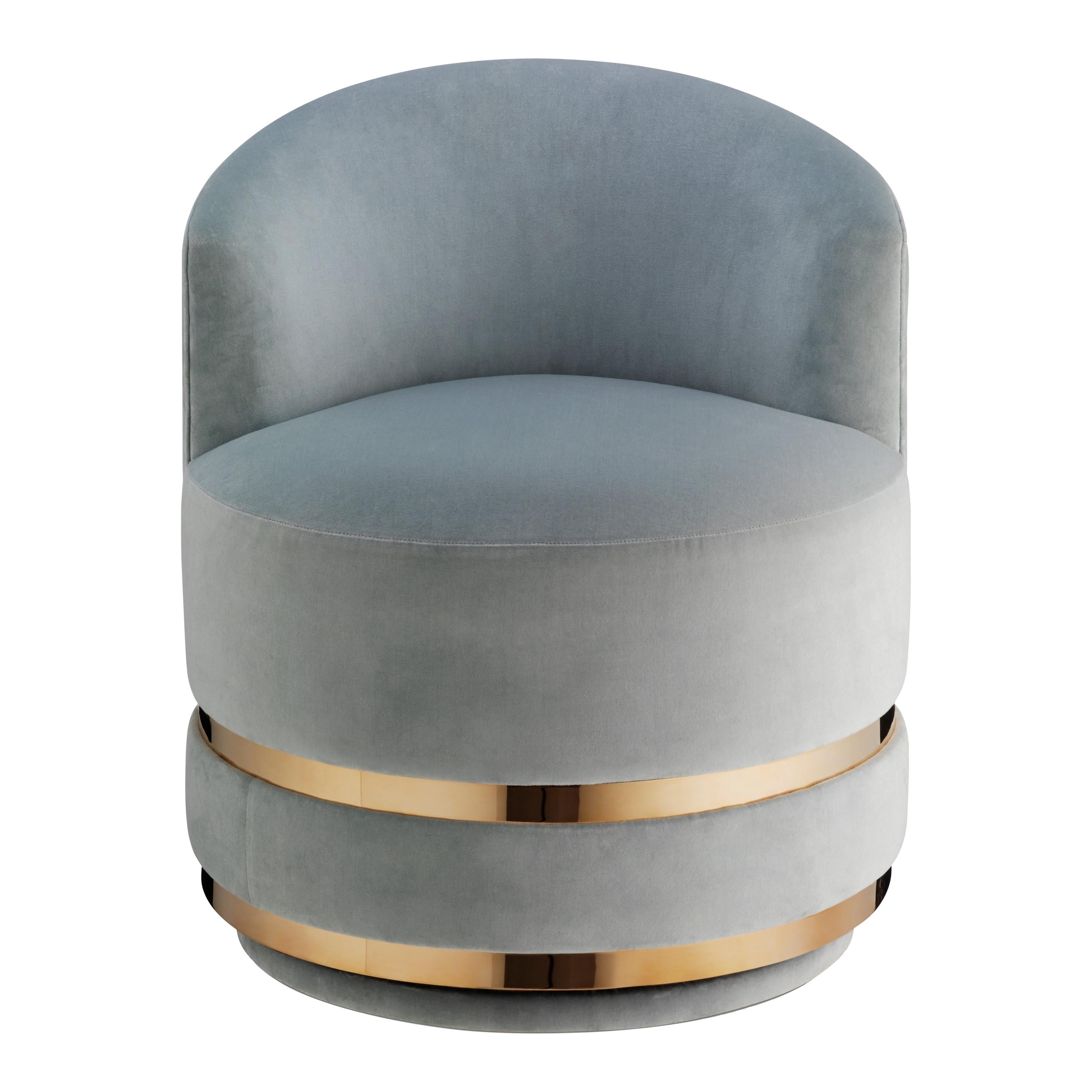 Halo Swivel Chair, Contemporary Swivel Chair with Metal Plinth For Sale