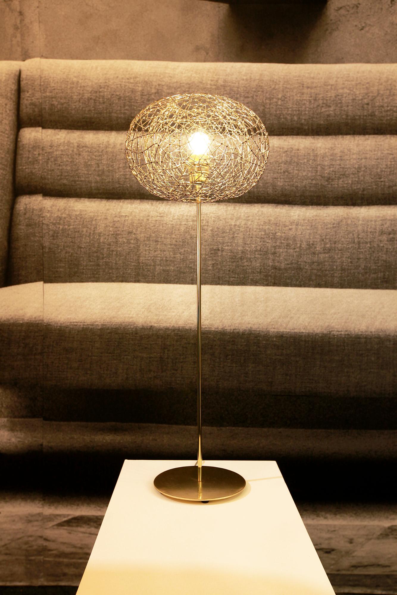 Plated Halo brass table lamps by Ango, a modern sculptural jewel like lighting For Sale