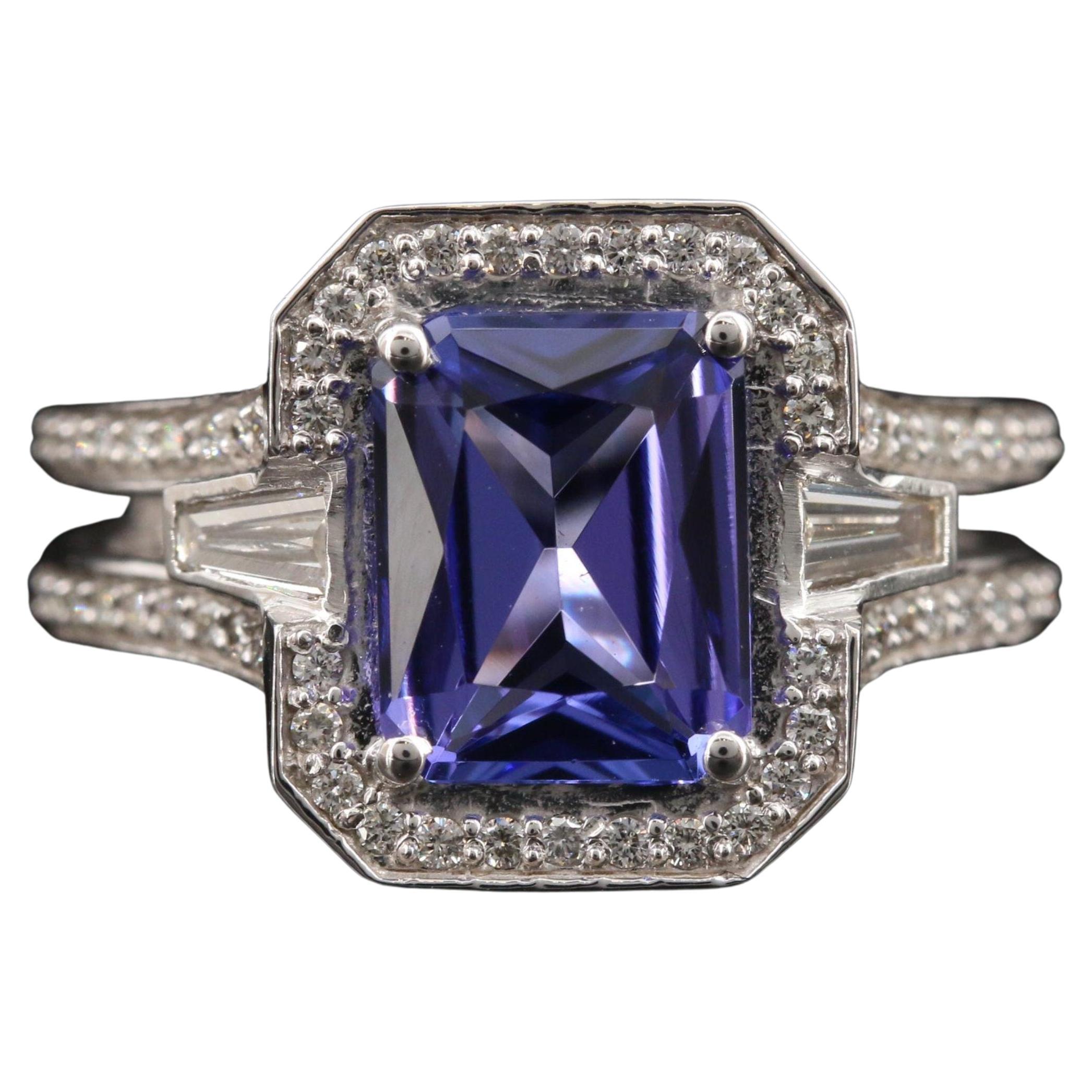 Customizable Cushion Cut Tanzanite Engagement Ring, Art Deco Antique