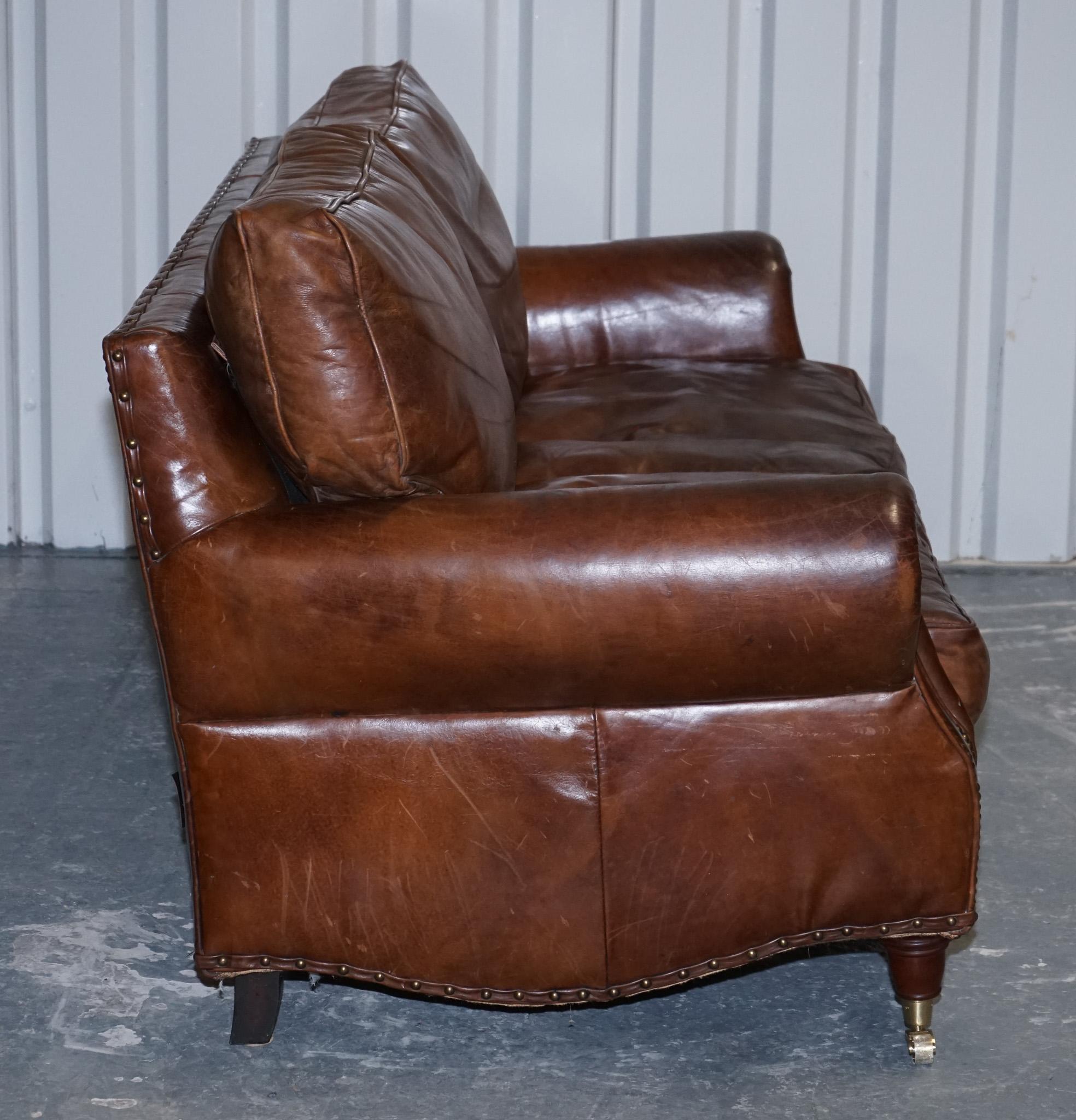 HALO TIMOTHY OULTON STYLE BALMORAL THREE SEATER BROWN HERiTAGE
