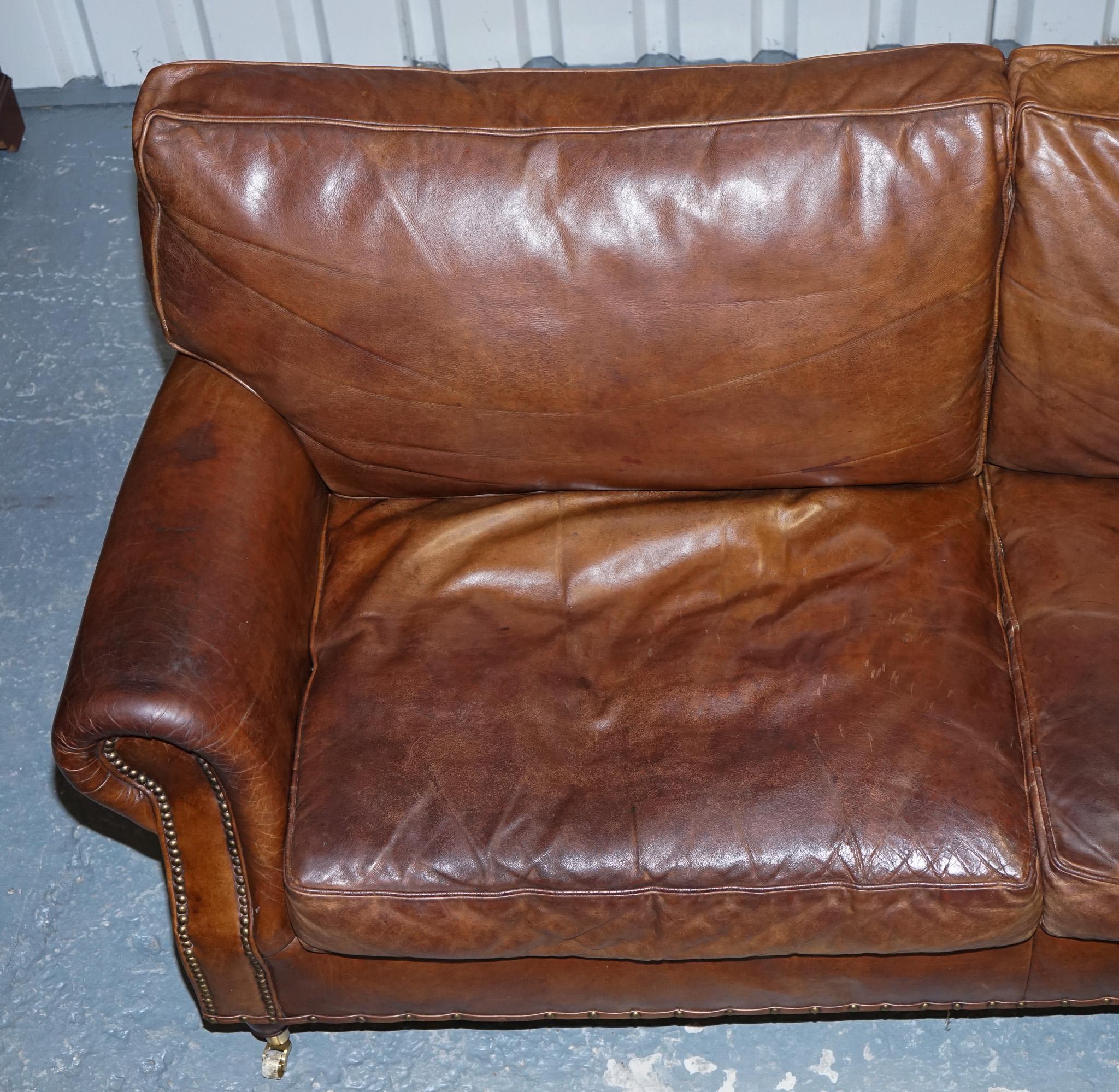 HALO TIMOTHY OULTON STYLE BALMORAL THREE SEATER BROWN HERiTAGE