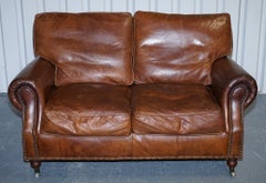 HALO TIMOTHY OULTON BALMORAL DE DOS ASIENTOS SOFÁ DE CUERO HERITAJE MARRON