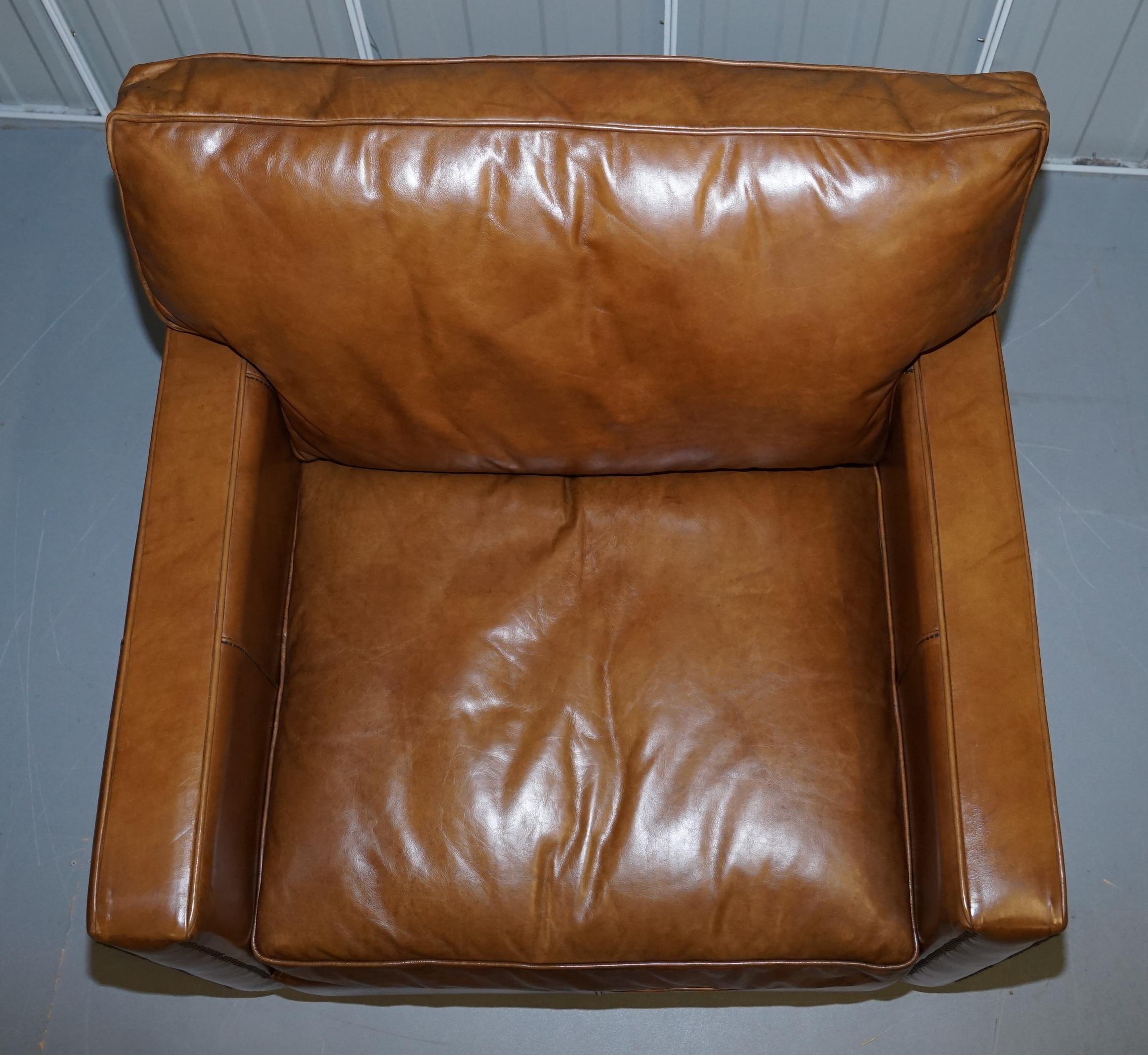 English Halo Viscount William Tan Brown Heritage Leather Armchair