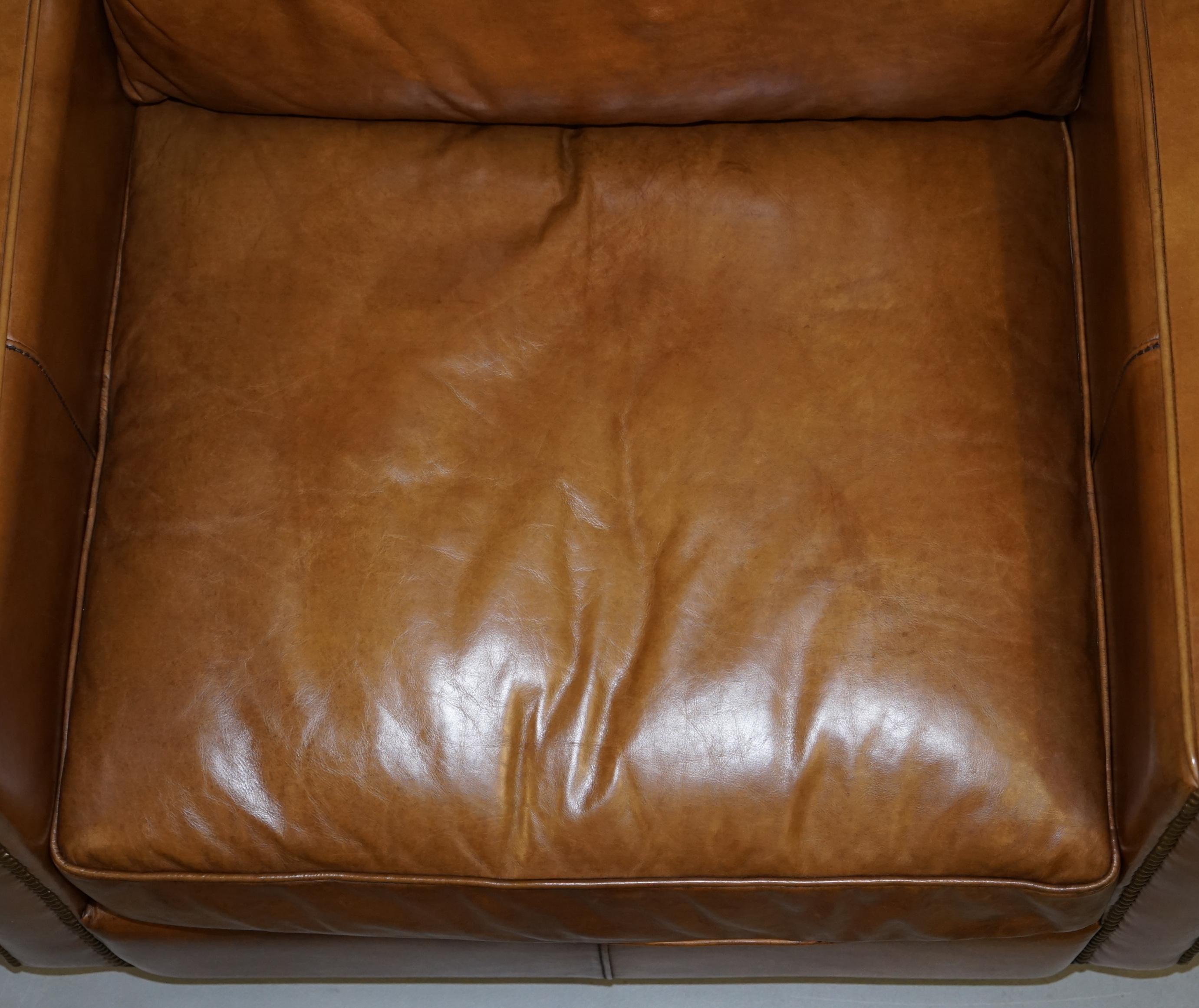 Hand-Crafted Halo Viscount William Tan Brown Heritage Leather Armchair