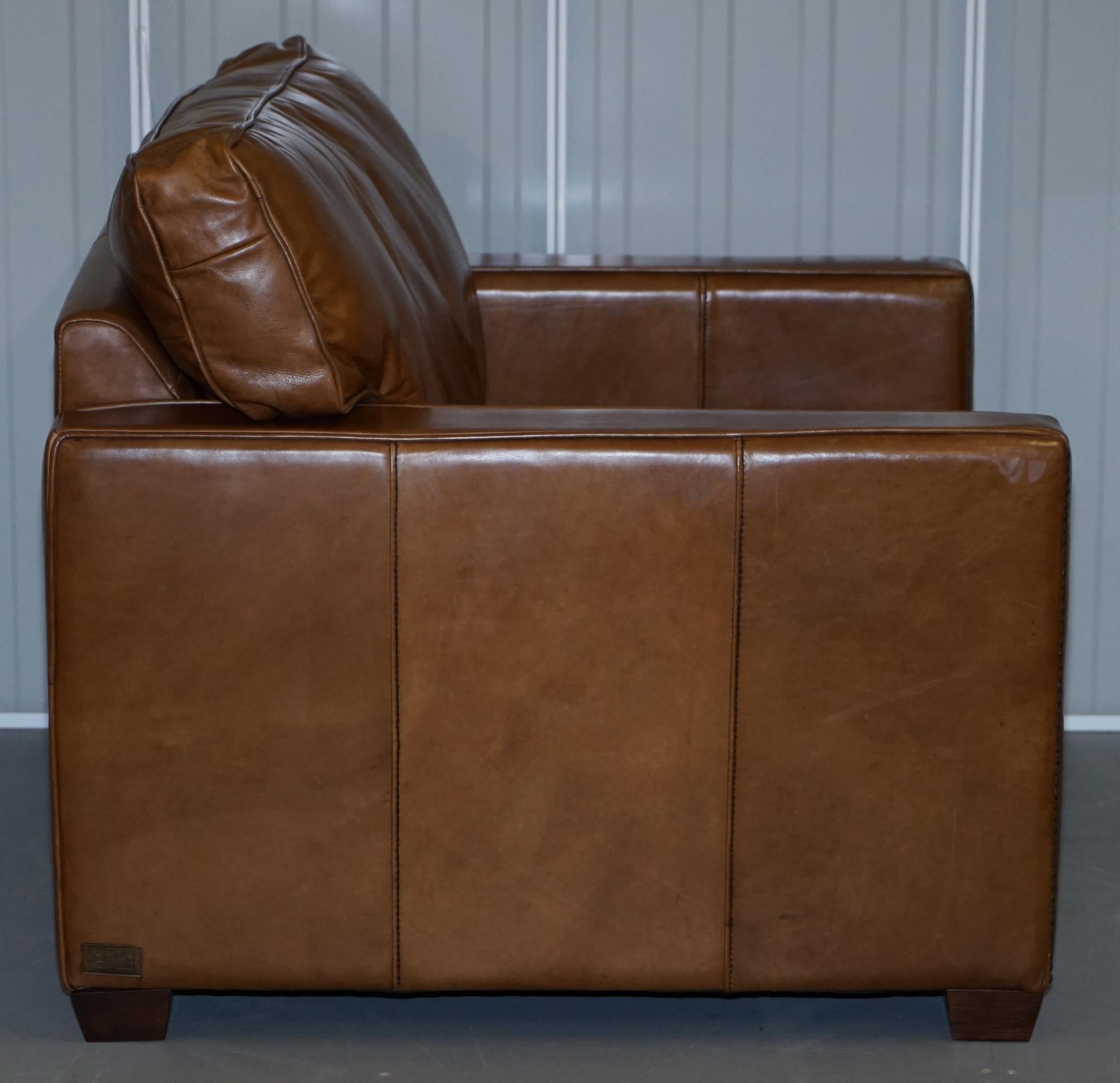 Halo Viscount William Tan Brown Heritage Leather Armchair 3