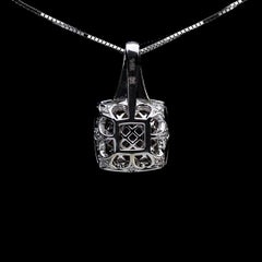 Halo White Gold 1.00 Carat Round Diamond Cluster Necklace