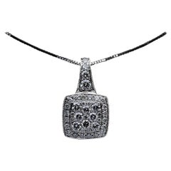 Halo White Gold 1.00 Carat Round Diamond Cluster Necklace