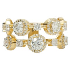 Halo Wide Natural Diamond Halo Stacking Band Ring in 14K Solid Gold (Certified)