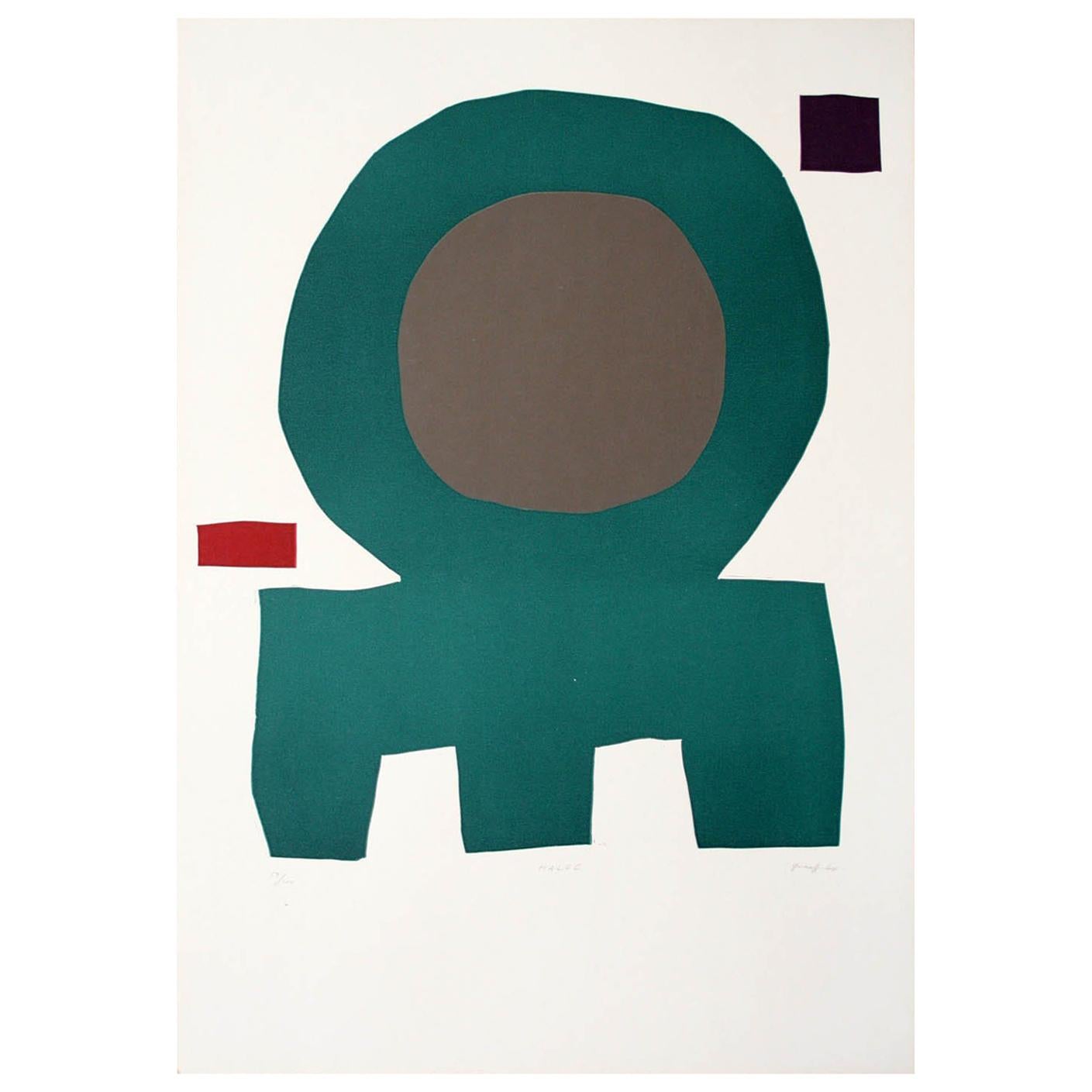"HALOC" Original Bauhaus Artist Linocut Print, Signed Werner Graeff  For Sale