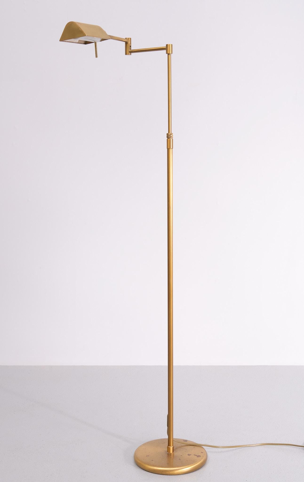 Mid-Century Modern Halogen Brass Swing arm floor lamp 1980s Germany  For Sale
