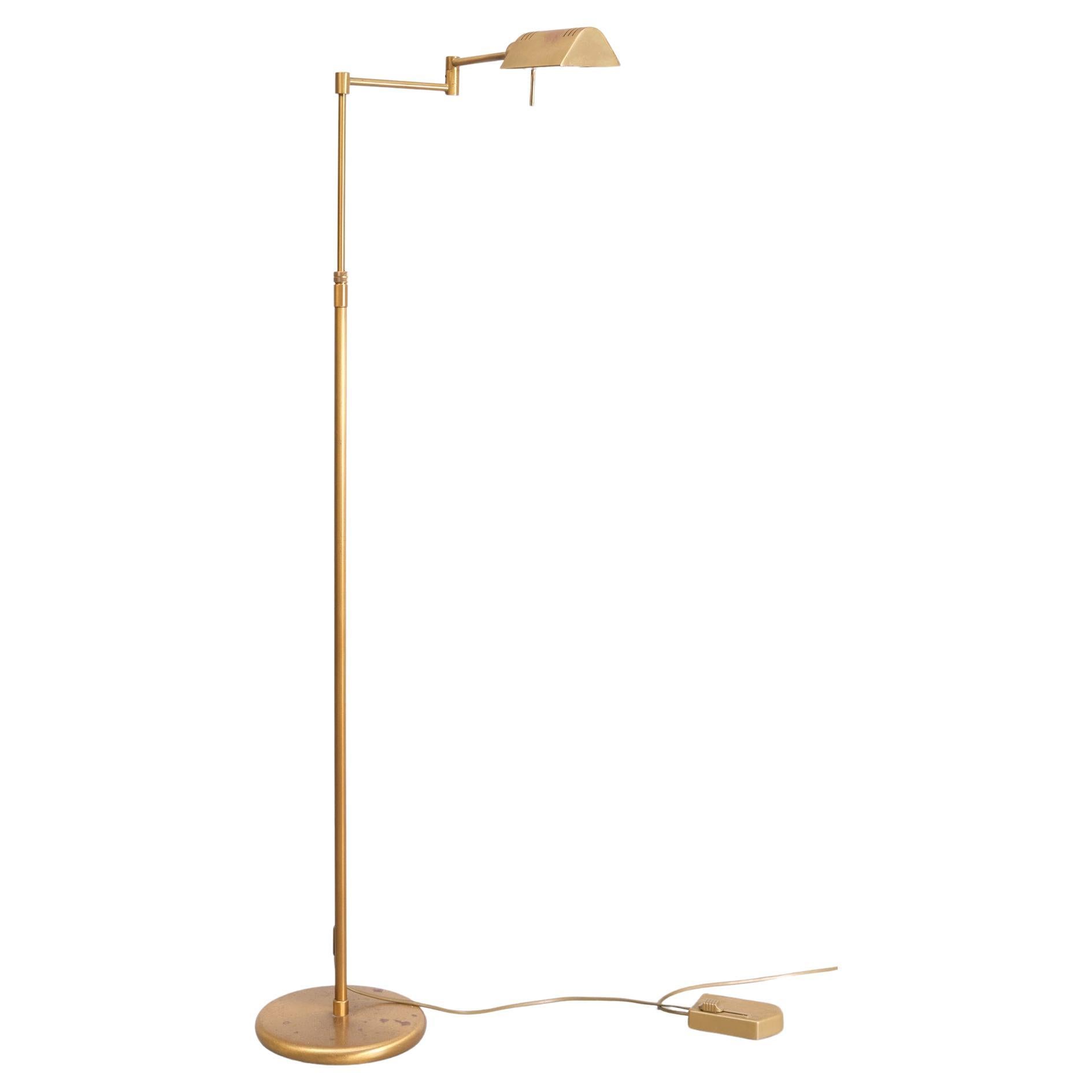 Halogen Brass Swing arm floor lamp 1980s Germany  For Sale