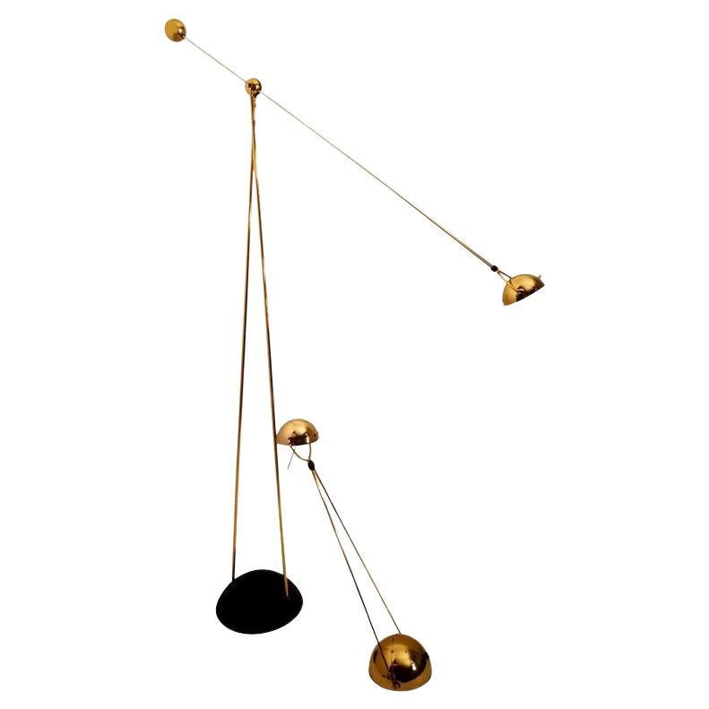 Halogen Floor and Table Lamp from Stephano Cevoli Gold-Plated, 1980s, Italy For Sale