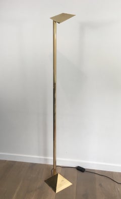 Halogen Pyramidal Design Floor Lamp in Brass, French, circa 1970