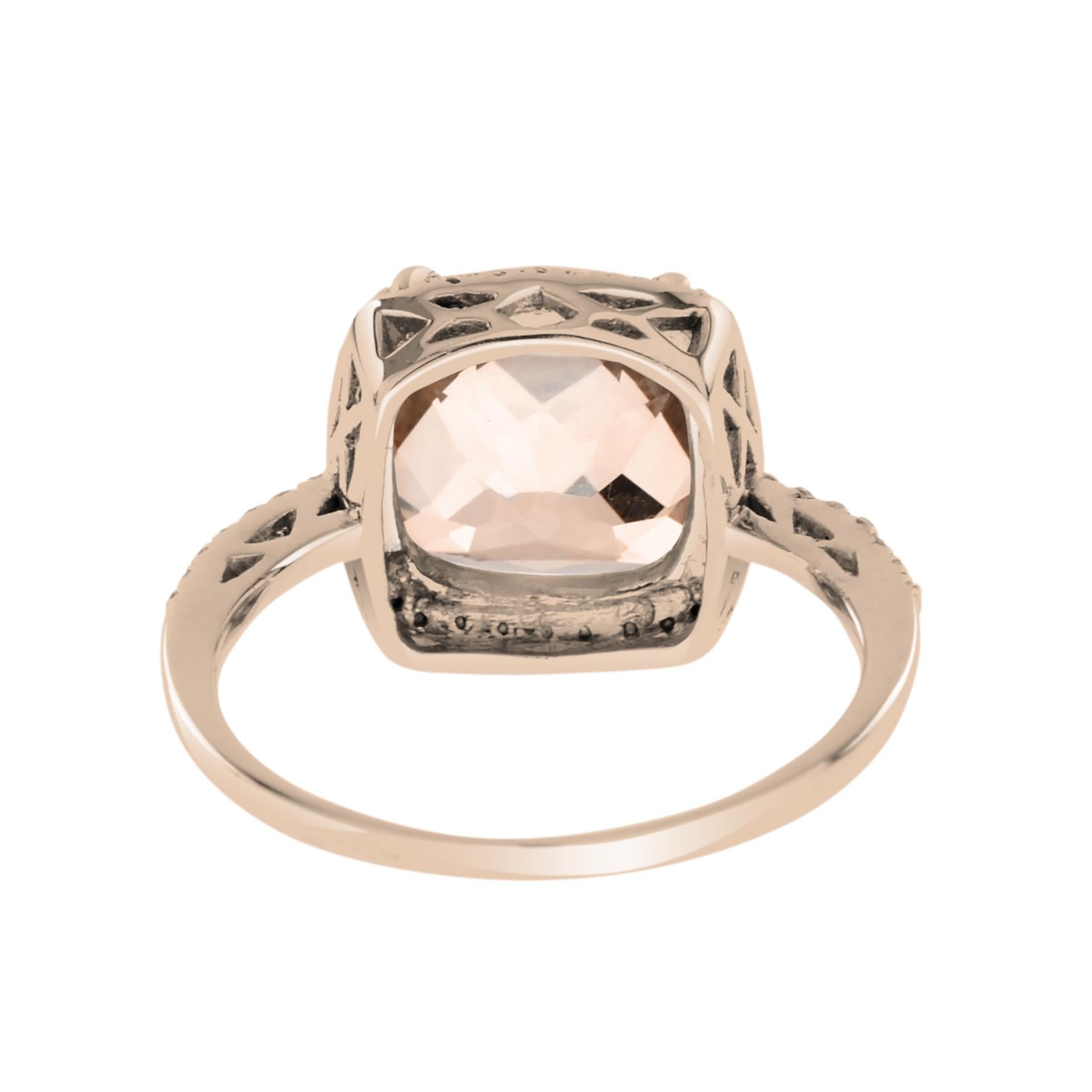 For Sale:  Classic Cushion Morganite with Diamond Engagement Ring in 18K Rose Gold 5