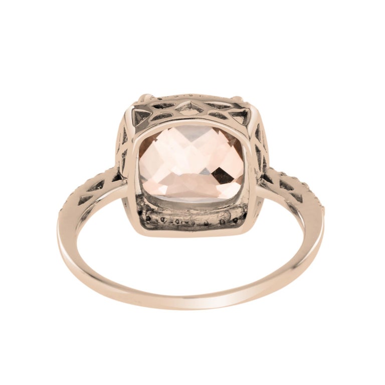 For Sale:  Halona Classic Cushion Morganite with Diamond Engagement Ring in 18K Rose Gold 4