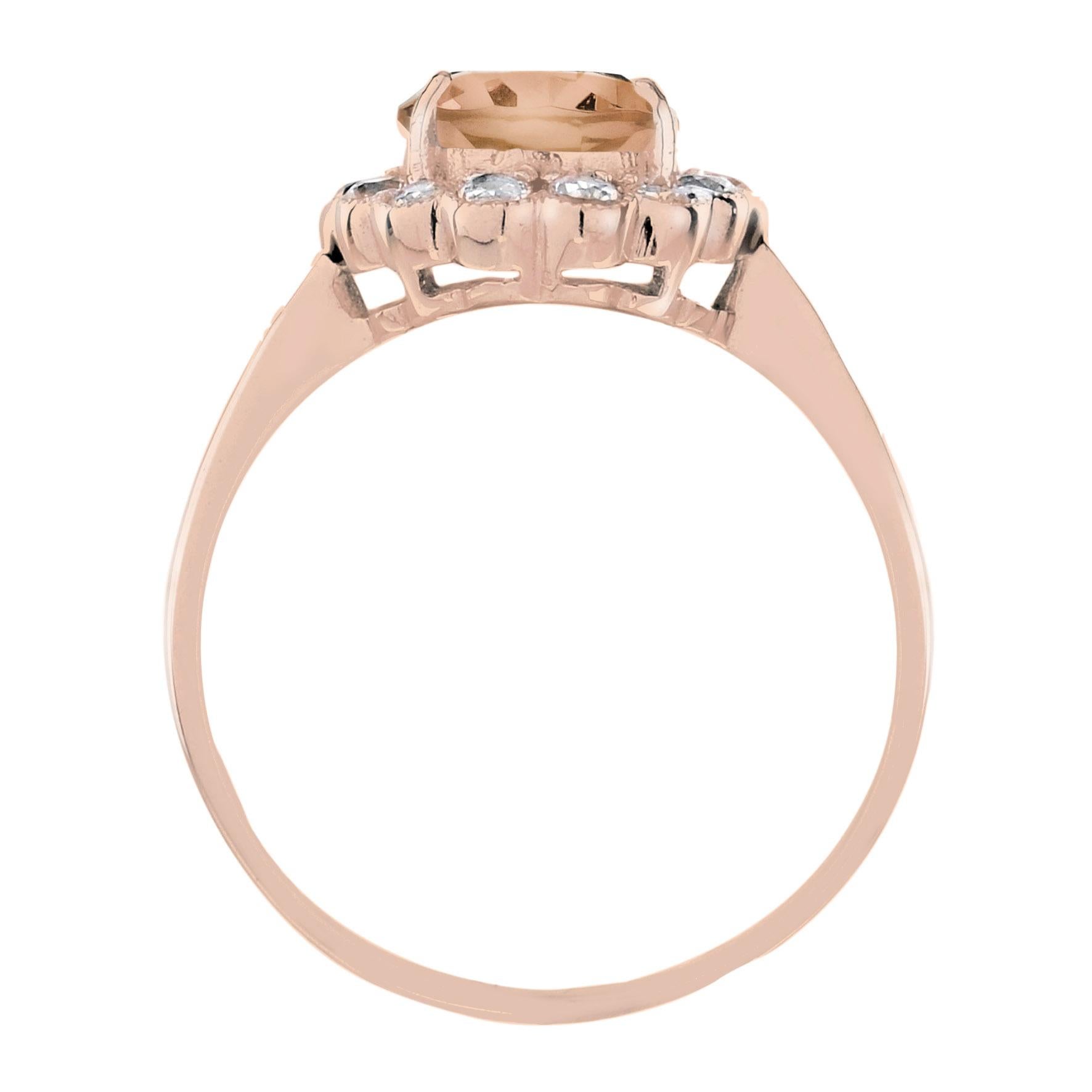 For Sale:  Oval Morganite with Diamond Engagement Ring in 18K Rose Gold 6