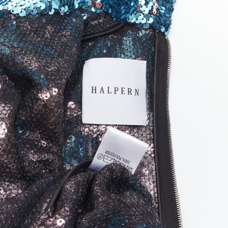 HALPERN Blauer lila doppelseitiger Rollkragenpullover mit ausgestellten Ärmeln FR34 XS im Angebot 5