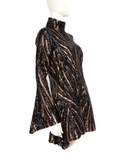 Halpern Bronze & Black Sequin Dress Size M