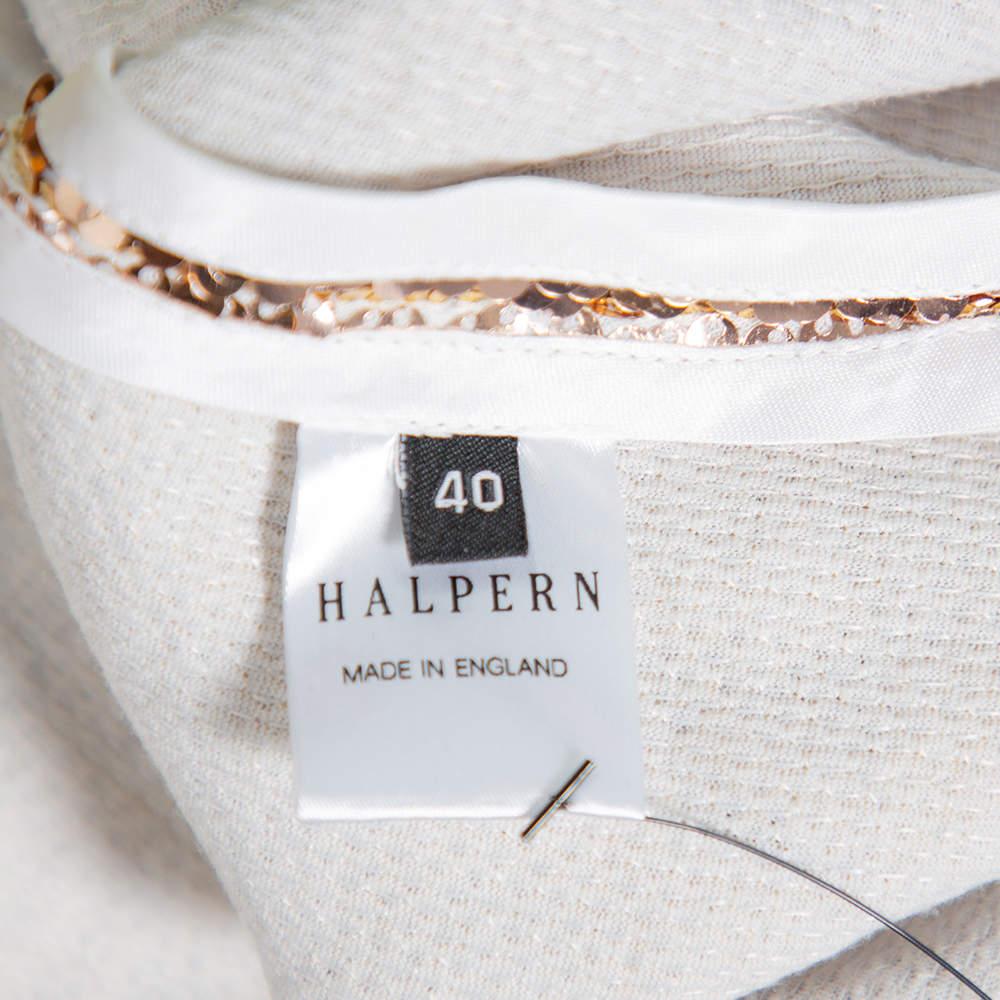 Women's Halpern Gold Sequin Embellished Knit Bell Sleeve Detail Mini Dress S For Sale