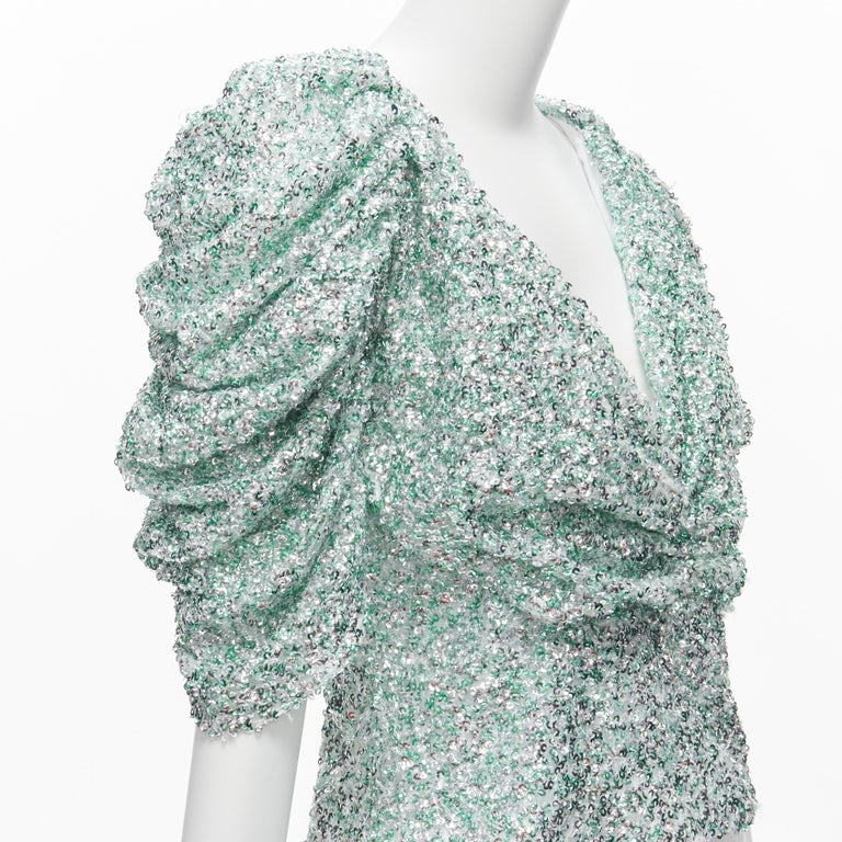 green skims dress HALPERN GREEN SEQUIN BUSTIER TOP