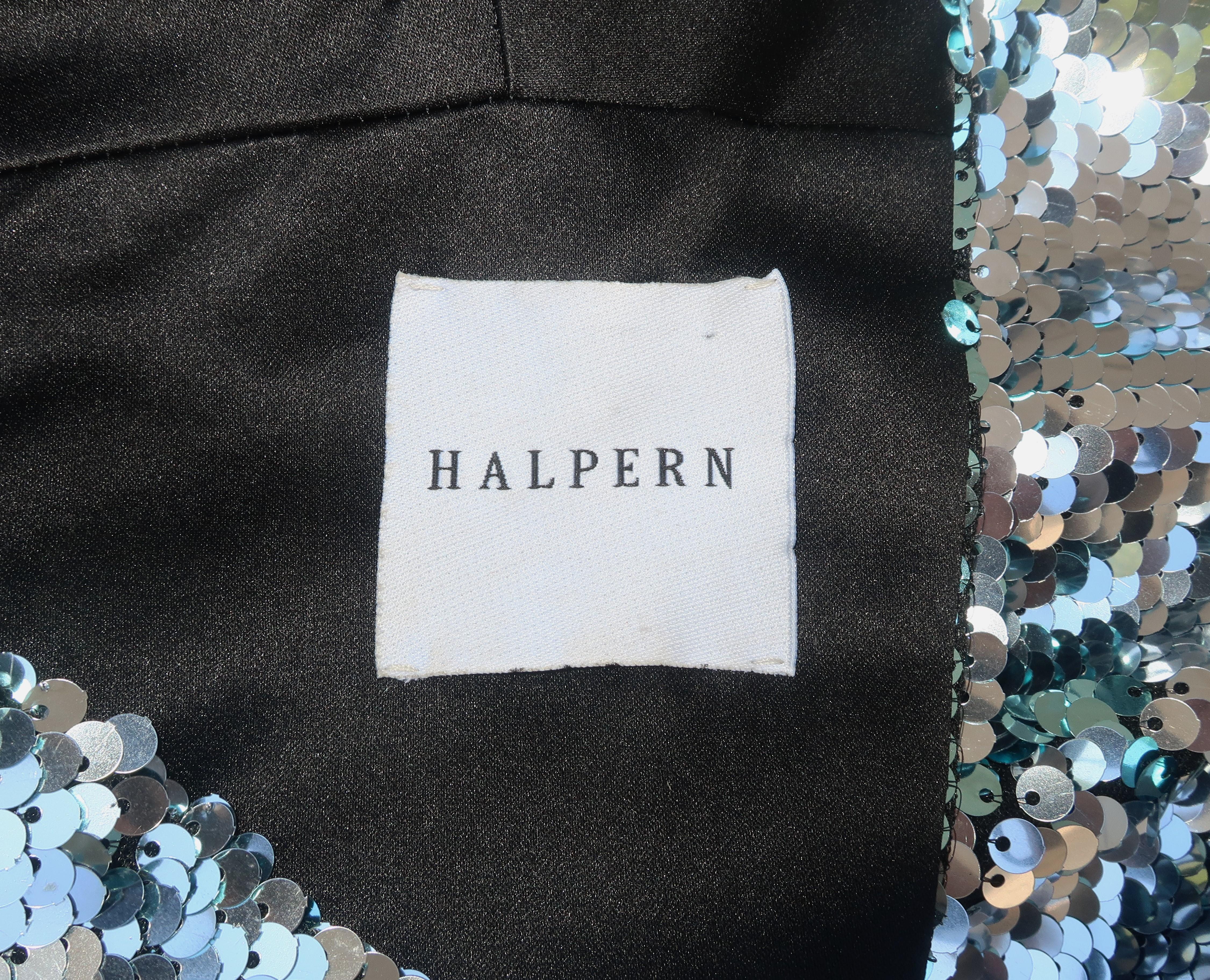 Halpern Silvery Sea Green Sequin Draped Top 7