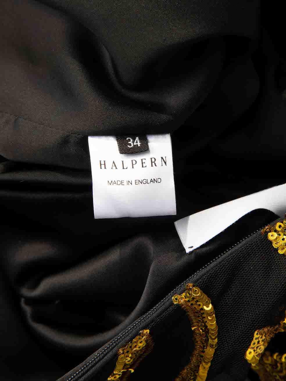 Halpern Women's Black with Gold Sequins Detail Mini Dress For Sale 1