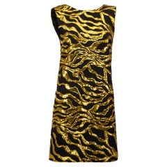 Halpern Women's Black with Gold Sequins Detail Mini Dress