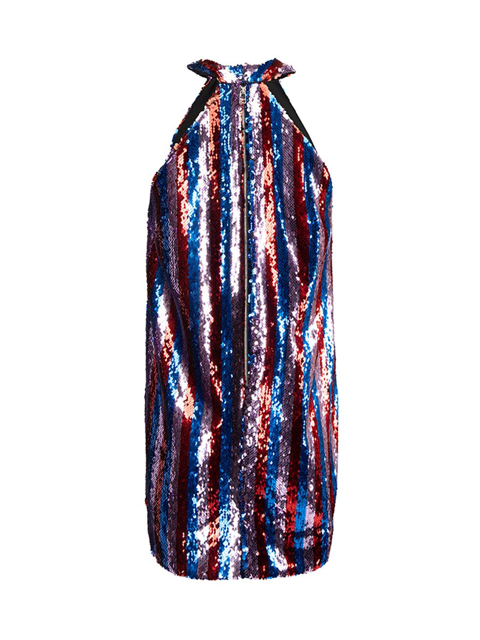 Halpern Women's Multicolour Striped Sequin Halter Neck Dress In Excellent Condition In London, GB