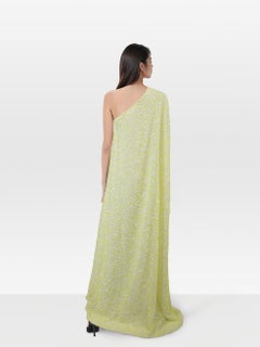 Halpern Yellow & White Sequin Kaftan Dress Size XS