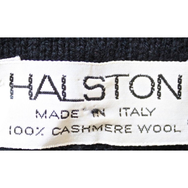 Halston 1970s Black Cashmere Belted V Neck Vintage 70s Sweater Dress at ...