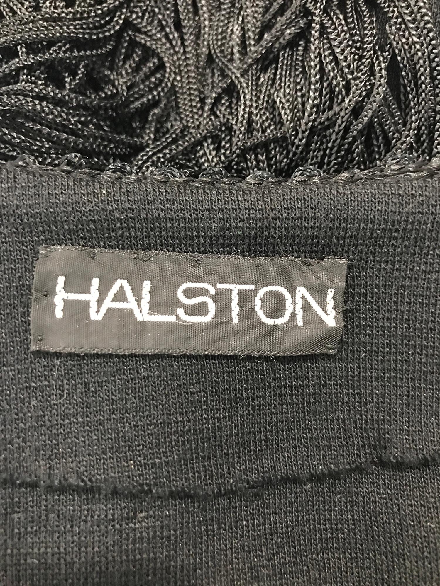 Halston 1970s Black Fringe Jacket  6