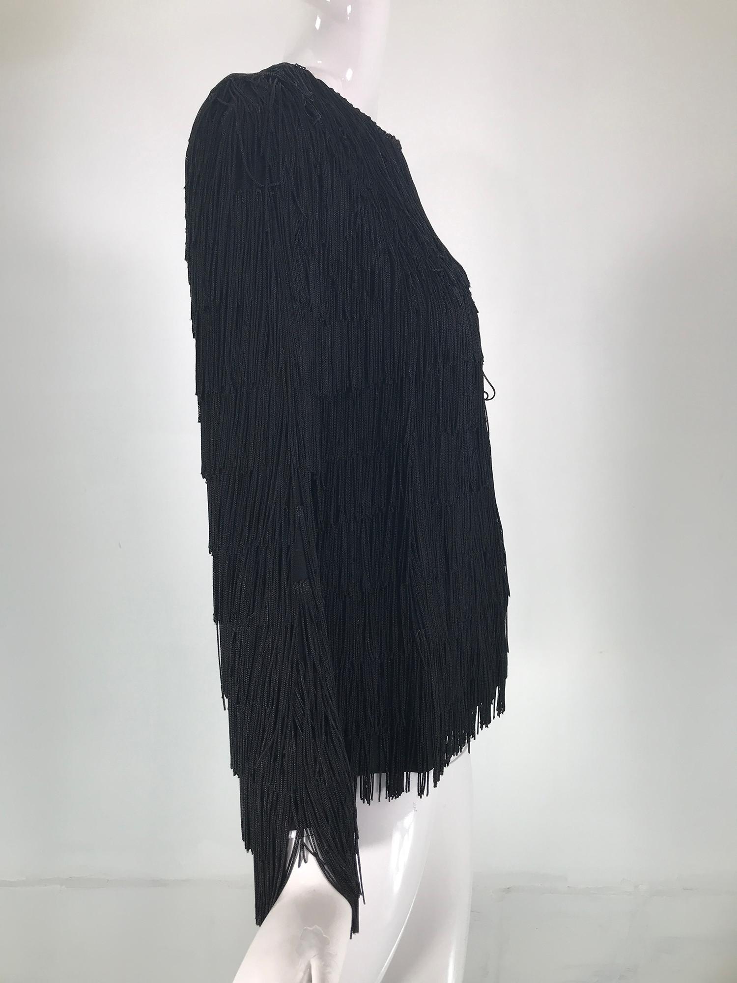 Halston 1970s Black Fringe Jacket  In Good Condition In West Palm Beach, FL